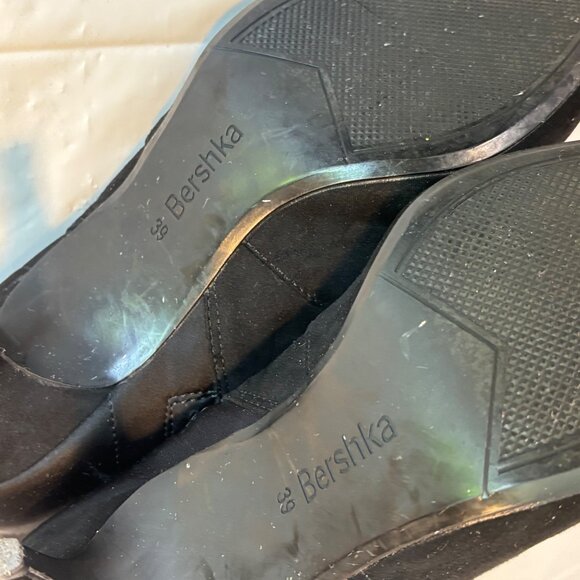 Bershka Boots Women's Size 39 US 8.5 Over-The-Knee Black Heeled Boots Faux Suede - Picture 5 of 11